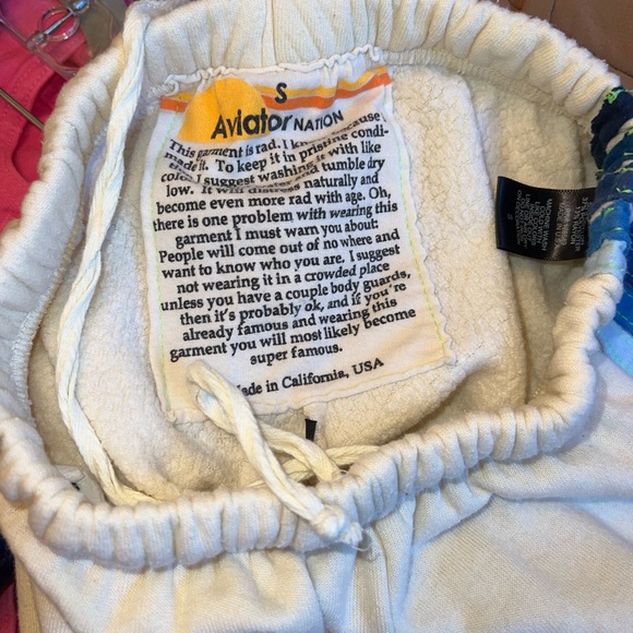 Aviator Nation 5 STRIPE SWEATPANTS - VINTAGE WHITE // BLUE - S - Picture 5 of 5